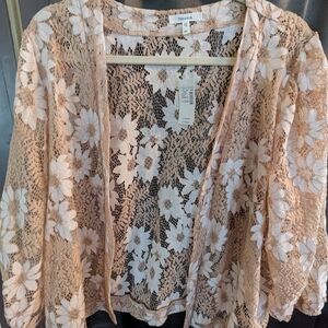 Maurices Tan and White Lace Cardigan